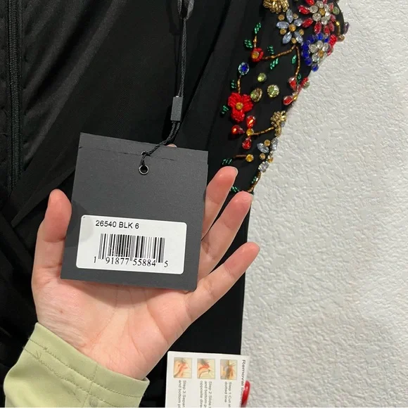 NWT Mac Duggal 55709 - Floral Beaded Mother of the Bride Gown in Black 6